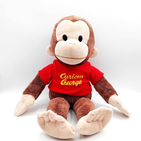 Gund Curious George Plush Brown 18" Red Shirt Stuffed Toy - Picture 1 of 5